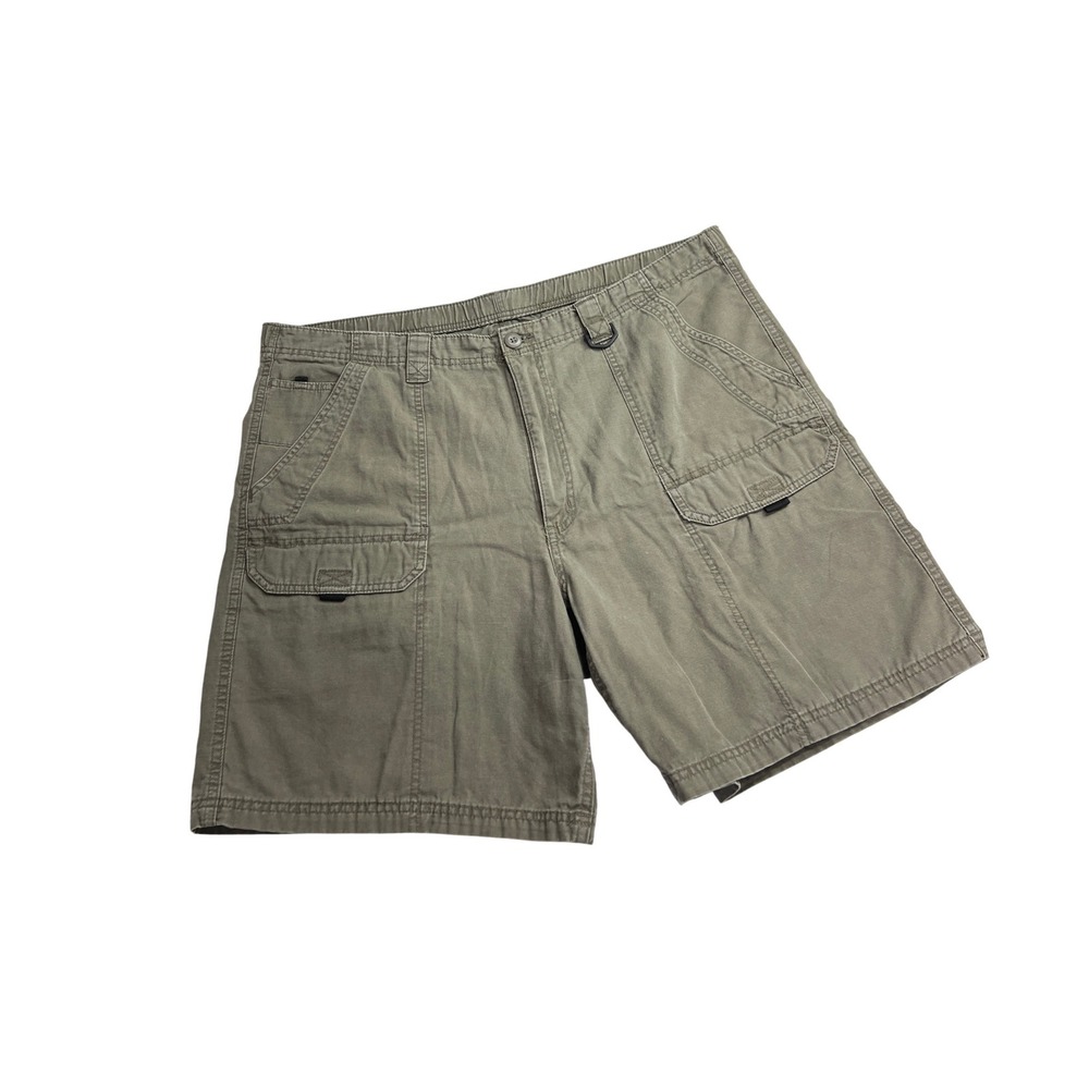 Wrangler Cargo‎ Shorts Mens 38 Green Cotton Canvas Outdoor Utility Hiking A18